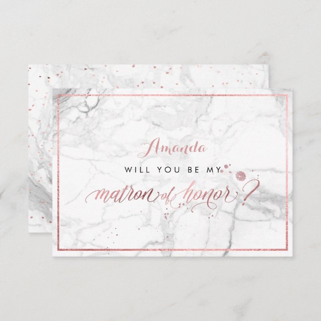 Invitation PixDezines Faux Rose Gold Vous Matron d'honneur (Devant / Derrière)