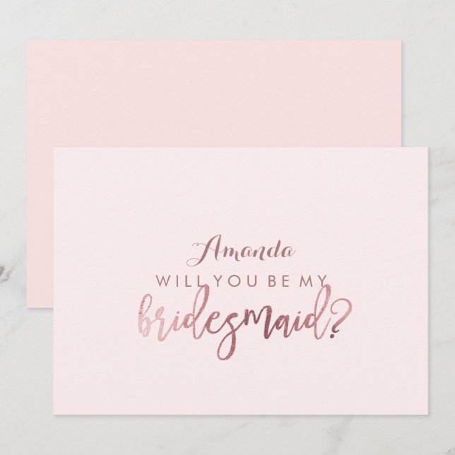 Invitation PixDezines Faux Rose Gold Vous Serez..Bridesmaid (Devant / Derrière)
