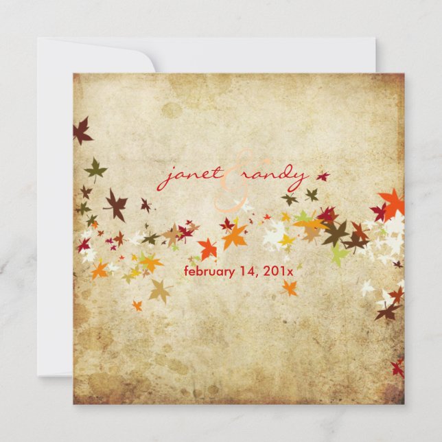 Invitation PixDezines Feuilles/mariages de automne d'érable V (Devant)