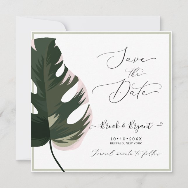 Invitation PixDezines Feuilles Monstera Variés (Devant)