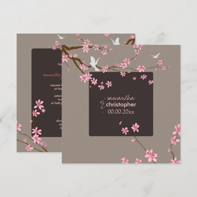 Invitation PixDezines Fleur de cerisier/do-it-yourself couleu (Devant / Derrière)