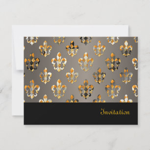 Invitation PixDezines Fleur de Lis/noir + or