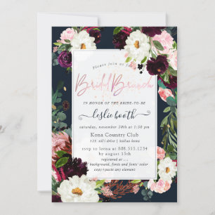 Invitation PixDezines Fleur rustique, Bridal Brunch Navy Blus