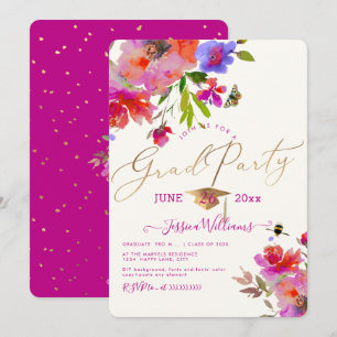 Invitation PixDezines Floral Watercolor Graduation Party