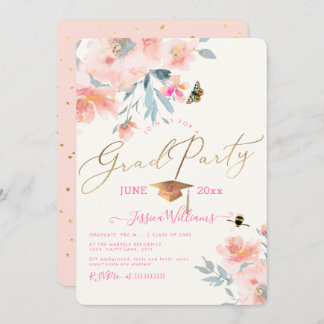 Invitation PixDezines Floral Watercolor Graduation Party
