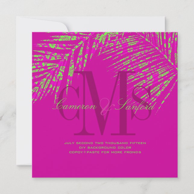 Invitation PixDezines frondes de palme/do-it-yourself couleur (Devant)