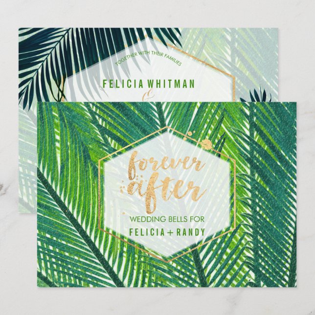 Invitation PixDezines Fronds de palmiers hawaïens/Arrière - p (Devant / Derrière)