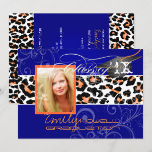 Invitation PixDezines Graduation Orange Leopard/DO-IT-YOURSEL