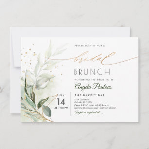Invitation PixDezines Green Gold Eucalyptus Bridal Brunch Inv