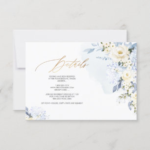 Invitation PixDezines H2 Blue Hydrangeas Cream Roses DÉTAILS
