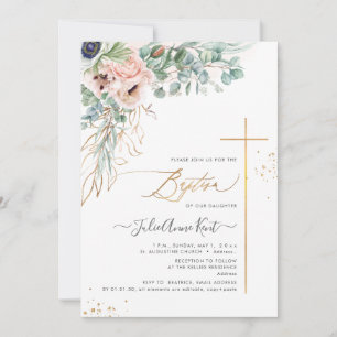 Invitation PixDezines H2 Blush Anémones Baptême