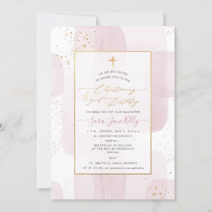 Invitation PixDezines H2 Blush Christening+2e Anniversaire