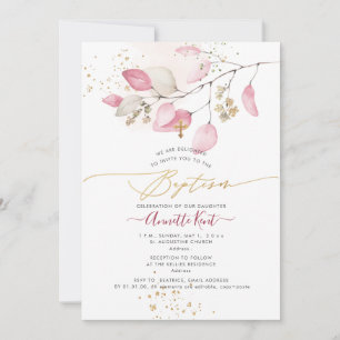 Invitation PixDezines H2 Blush Gum Eucalyptus Baptême