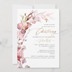 Invitation PixDezines H2 Blush Gum Eucalyptus Baptême