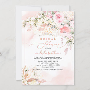 Invitation PixDezines H2 Blush Roses Hydrangea Fête des marié