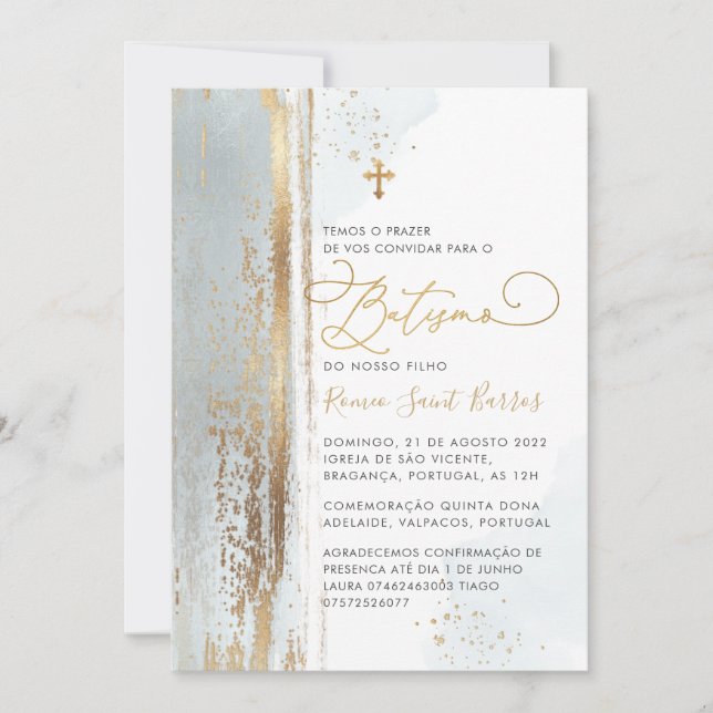 Invitation PixDezines H2 Dusty Blue Batismo (Devant)