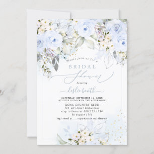 Invitation PixDezines H2 Dusty Blue Rose Fête des mariées