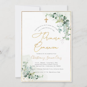 Invitation PixDezines H2 Eucalyptus Première Communion