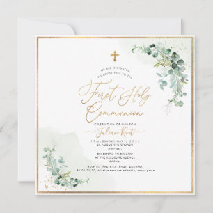 Invitation PixDezines H2 Eucalyptus Première Sainte Communion