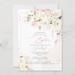Invitation PixDezines H2 Hydrangeas Blush Rose Baptême