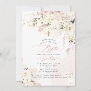 Invitation PixDezines H2 Hydrangeas Roses Fleurs Rouges Baptê