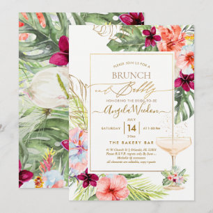 Invitation PixDezines H2 Paradis Tropical Brunch Bubbly
