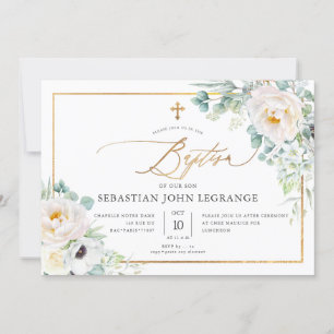 Invitation PixDezines H2 Peonies Eucalyptus Baptême