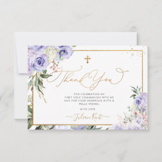 Invitation PixDezines H2 Purple Rose Communion Merci
