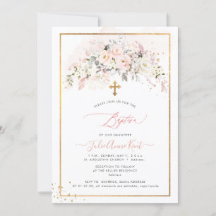 Invitation PixDezines H2 Roses Blush Baptême