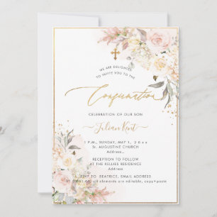 Invitation PixDezines H2 Roses Fard Crème Confirmation