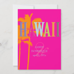 Invitation PixDezines hawaii+palms/couleur de fond DIY