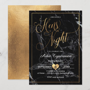 Invitation PixDezines Hens Night Faux Or Script+Marbre