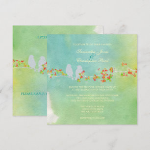 Invitation PixDezines Inséparables originaux sur aquarelle