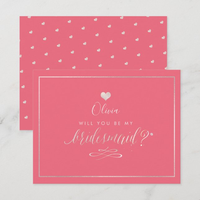Invitation PixDezines Iridescente Rose, Bridesmaid (Devant / Derrière)