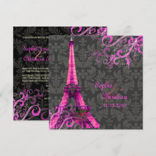 Invitation PixDezines LA TOUR EIFFEL/PINK/DO-IT-YOURSELF COUL