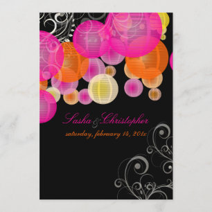 Invitation PixDezines lanternes rose+orange