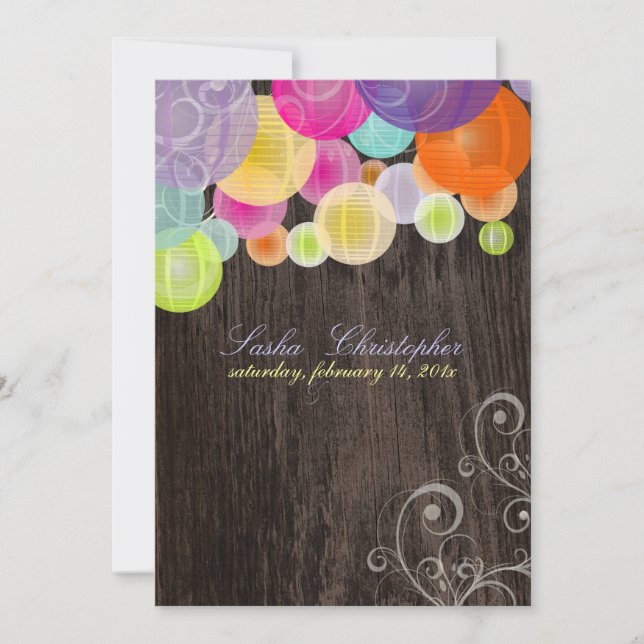 Invitation PixDezines ligneux et lanternes fiesta (Devant)