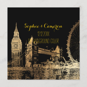 Invitation PixDezines London/Faux Gold Foil/do-it-yourself ar