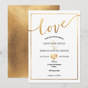 Invitation PixDezines Love Faux Gold Hearts
