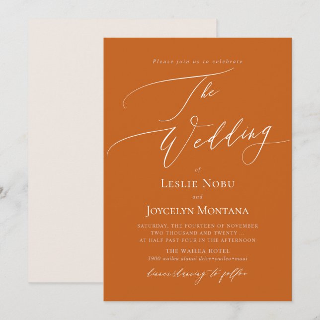 Invitation PixDezines Luxe Calligraphie do-it-yourself Terrac (Devant / Derrière)