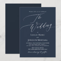 PixDezines Luxe Calligraphie Mariage Bleu Nuit