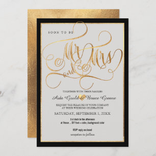 Invitation PixDezines M. Mme Faux Gold Fancy Script