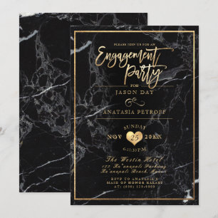 Invitation PixDezines Marble/Faux Gold/Engagement Party