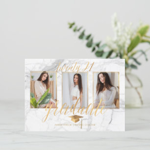 Invitation PixDezines Marble Faux Gold Graduation Invita
