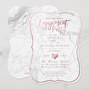 Invitation PixDezines Marble/Faux Rose Gold/Engagement Party