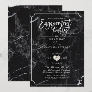 Invitation PixDezines Marble/Faux Silver/Engagement Party