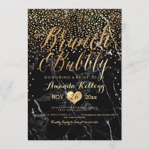 Invitation PixDezines Marbre Brunch+Bubbly Dazzled/Faux Gold