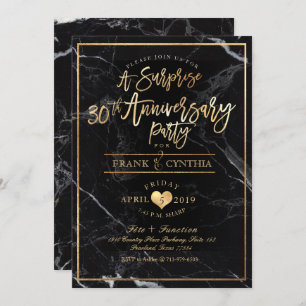 Invitation PixDezines Marbre/Faux Gold/Anniversaire Party