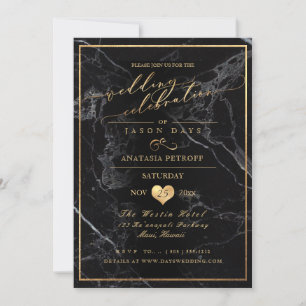 Invitation PixDezines Marbre/Faux Or/Célébration de Mariage