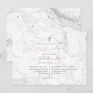 Invitation PixDezines Marbre Rose Gold Dedication
